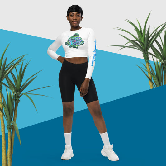 Recycled long-sleeve crop top