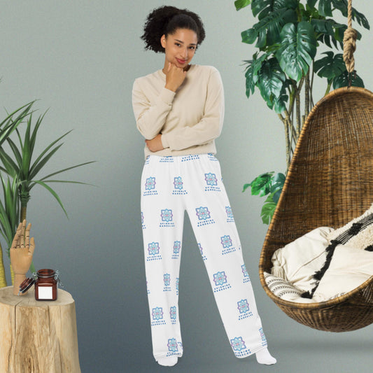 All-over print unisex wide-leg pants. Pajamas Lounge Wear Comfort Chill Spinning Mandalas spinningmandalas.com